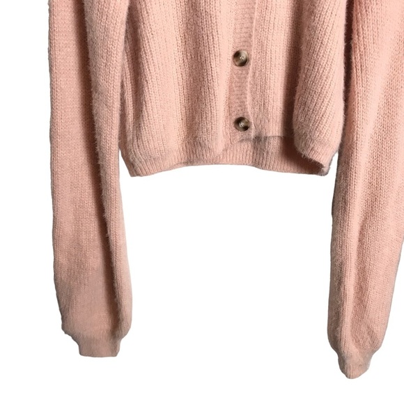 Crescent Medium‎ Women Pink Crewneck Oversized Balloon Sleeve Sweater - Picture 4 of 10